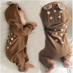 Spring and Autumn Baby Cute jumpsuit for outdoor wear, baby deer hooded crawling suit, newborn Children's coat trend