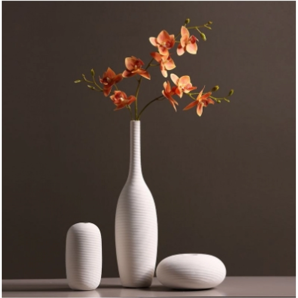 Nordic minimalist white ceramic vase decoration, living room desktop soft decoration, artistic dried flower arrangement, decorative piece