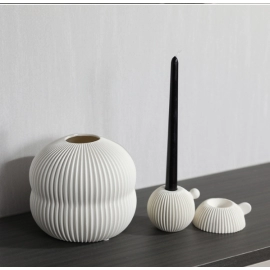 Simple white striped ceramic dried flower vase for home, living room, dining table, flower arrangement, home decoration, floral ware